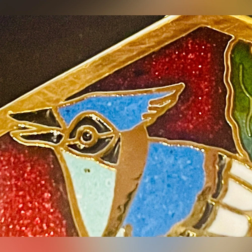 Vintage Cloisonne Blue Jay Bird Brooch Pin. - Picture 4 of 8